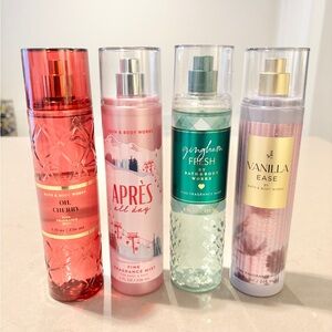Bath & Body Works Fragrance Mist 4pc Oh Cherry Gingham Fresh Vanilla Ease